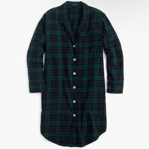 J. Crew Black Watch Plaid Button Down Flannel Night Shirt S